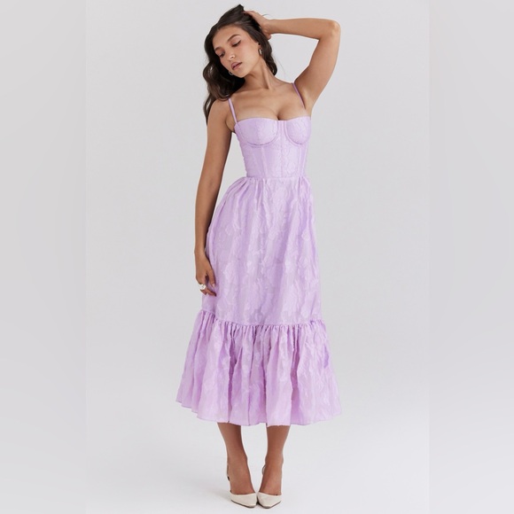 House of CB Mira Floral Jacquard Dress Orchid (M - Fuller Cup) - Picture 2 of 13